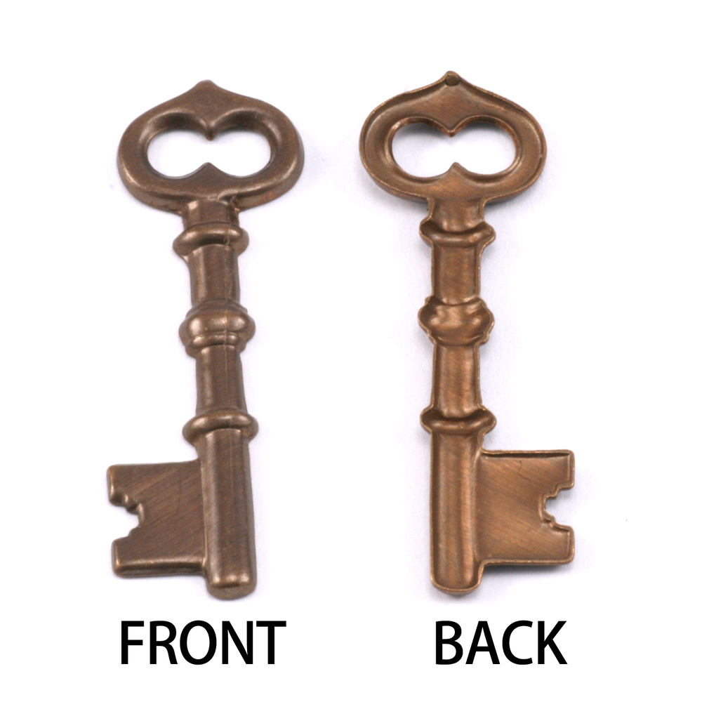 Charms & Solderable Accents Antiqued Brass Single Sided Large Key Charm